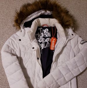 Superdry Puffy Detachable Zipper Fur Jacket
